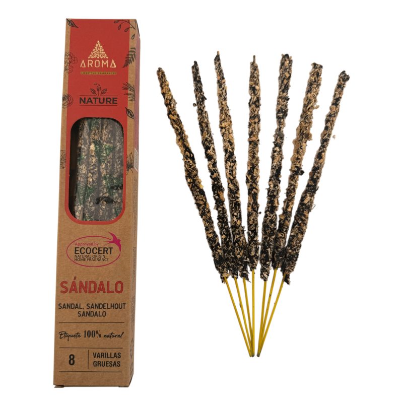 Kadzidło organiczne z drzewa sandałowego AROMA Nature Sandal - pudełko 20 g-Organiczne naturalne zapachy kadzidełkowe-HOSTENATURA