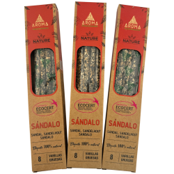Confezione di incenso biologico al sandalo AROMA Nature - 8 bastoncini, durata 1 ora