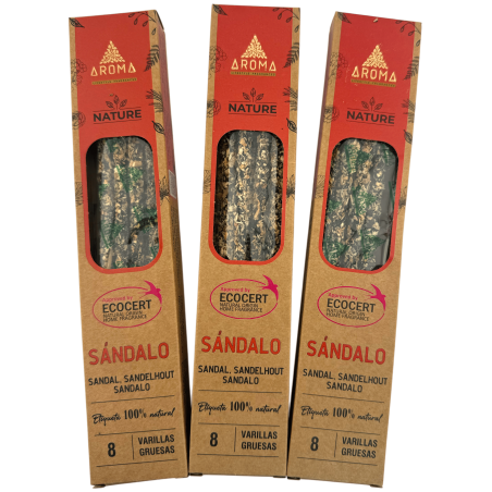 Pack 3x Incienso Orgánico Sándalo AROMA Nature - 8 varillas 1h duración