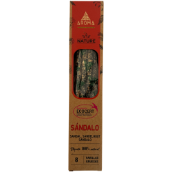 AROMA Nature Organic Sandalwood Incense Pack - 8 patyczków, czas działania 1 godziny