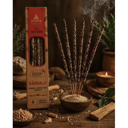 مجموعة بخور خشب الصندل العضوي AROMA ناتشر - 8 أعواد، مدة الاستخدام ساعة واحدة