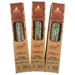 オーガニックシナモンお香 3本セットAROMA Nature - スティック8本入り、持続時間1時間