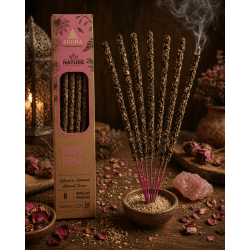 Verpakking van 3 biologische roze wierookstokjes AROMA Nature - 8 stokjes, brandduur 1 uur