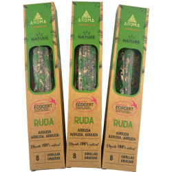 Opakowanie 3 organicznych kadzidełek rutowych AROMA Nature - 8 patyczków, czas działania 1 godziny