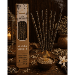 Coffret d'encens bio à la vanille AROMA Nature - 12 boîtes de 8 bâtonnets épais
