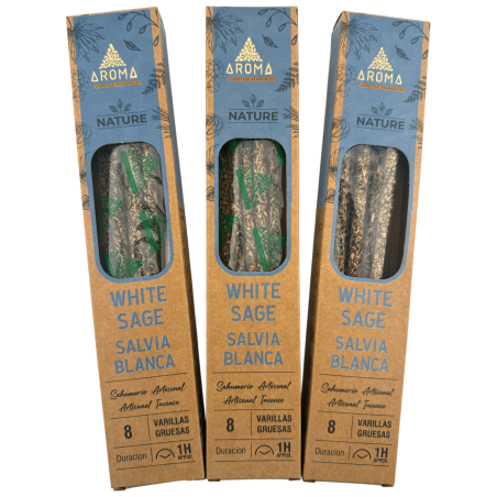 Pack 3x Incienso Orgánico Salvia Blanca AROMA Nature - 8 varillas 1h duración