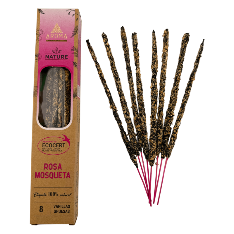Incenso biologico alla rosa canina AROMA Nature - 8 bastoncini, durata 1 ora-Fragranze aromatiche naturali di incenso biologico-HOSTENATURA