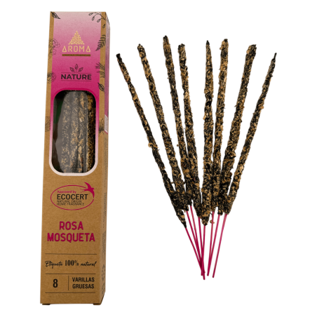 Incenso de Rosa Mosqueta Orgânico AROMA Nature - 8 varetas, duração de 1 hora