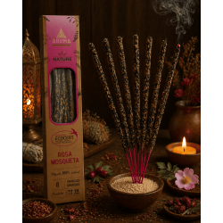 Opakowanie 3 organicznych kadzidełek z dzikiej róży AROMA Nature – 8 patyczków, czas działania 1 godziny