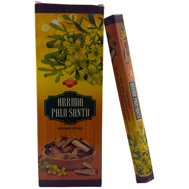 SAC Rue Palo Santo Incense - Box of 6 hexagonal packs of 20 sticks each, 120 incense sticks-SAC INCENSES-HOSTENATURA