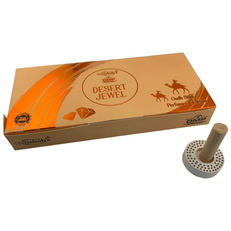 Encens arabe Dhoop Desert Jewel de Misbah, édition parfumerie DMP - 10 bâtonnets d'encens avec brûleur-Encens arabe DMP Oudh Édition Parfumeur de Dhoop Misbah-HOSTENATURA