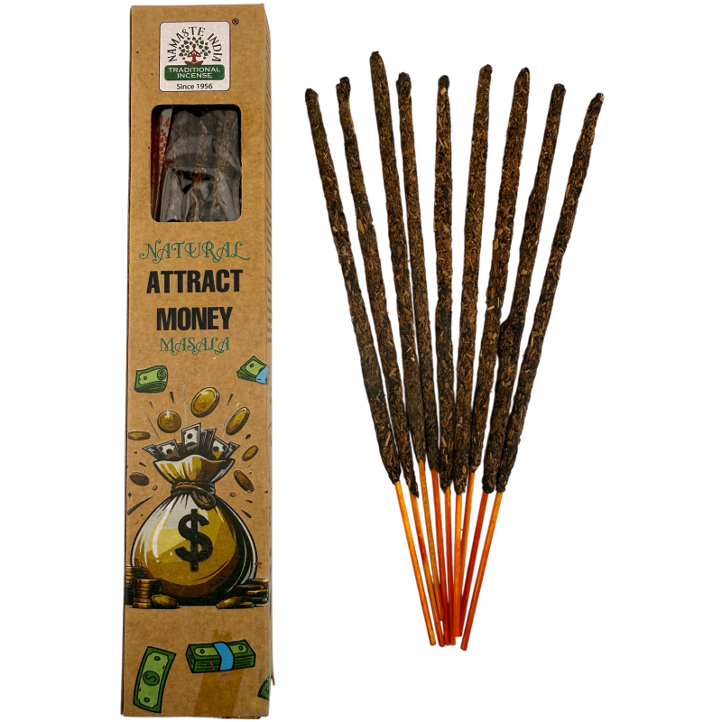 Natürlicher Weihrauch zieht Geld an Namaste India Natural Masala Orkay - 1 Schachtel Bio-Weihrauch 30g.-BOTANISCHE RÄUCHERSTÄBCHEN-HOSTENATURA