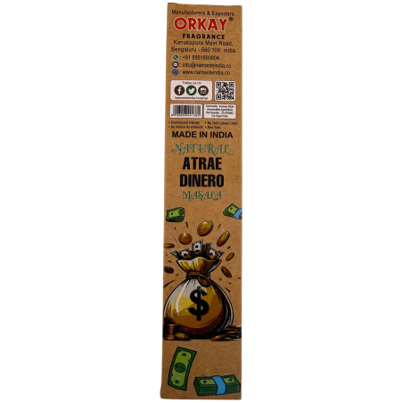 Natuurlijke wierookdoos trekt geld aan Namaste India Natural Masala Orkay - 12 doosjes biologische wierook van 30 gram.