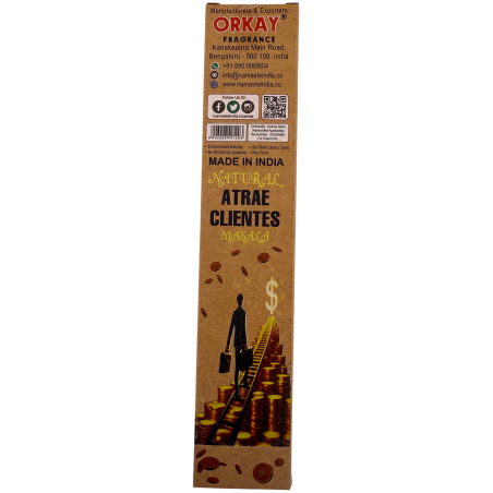 Caja Incienso natural Atrae Clientes Namaste India Natural Masala Orkay - 12 cajetillas de incienso orgánico 30gr.