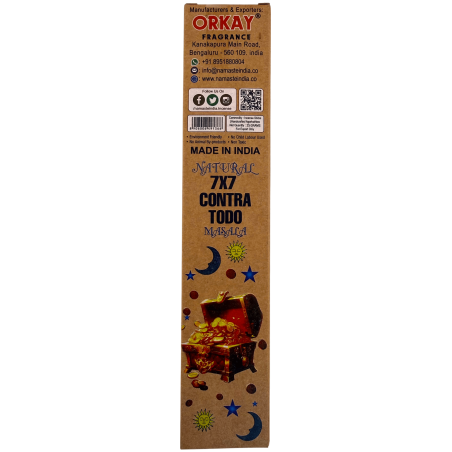 7x7 Natürliches Räucherwerk gegen alle Namaste India Natural Masala Orkay - 1 Schachtel Bio-Räucherwerk 30 g.