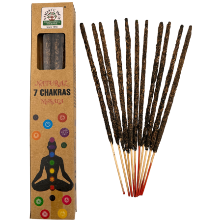 Caixa Encens natural 7 Chakras Namaste Índia Natural Masala Orkay - 12 paquets d'encens orgànic 30gr.