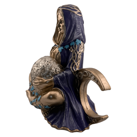 Figurine en résine de la déesse Gaïa, Mère Terre et Triple Lune - 20 x 10 x 15 cm