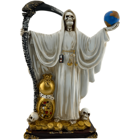 White Santa Muerte Resin Figure with Ball 30cm