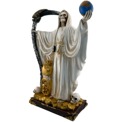 Figurină din rășină Santa Muerte albă cu minge 30 cm