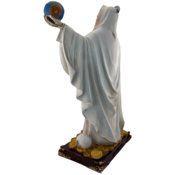 Estatueta de Santa Muerte em resina branca com bola, 30 cm