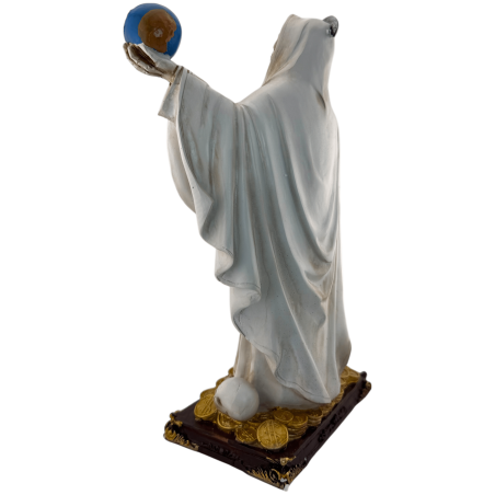 Vit Santa Muerte Resinfigur med Boll 30cm
