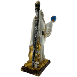 Weiße Santa Muerte-Figur aus Kunstharz mit Kugel, 30 cm