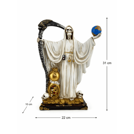 White Santa Muerte Resin Figure with Ball 30cm