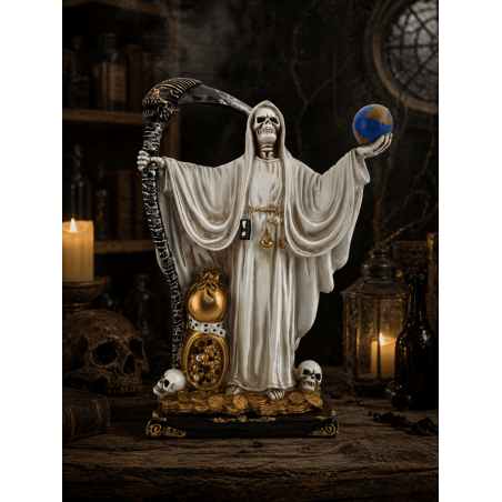 Vit Santa Muerte Resinfigur med Boll 30cm