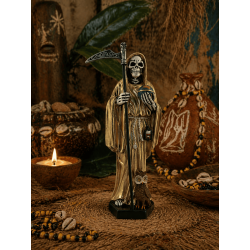 Figur Santa Muerte aus Kunstharz, 20 cm, golden