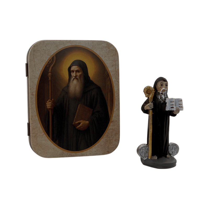 Figurine de saint Benoît en résine, 5 cm, en boîte-CHIFFRES ÉSOTÉRIQUES-HOSTENATURA