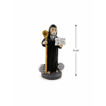 Heiliger Benedikt, Harzfigur, 5 cm, in Dose