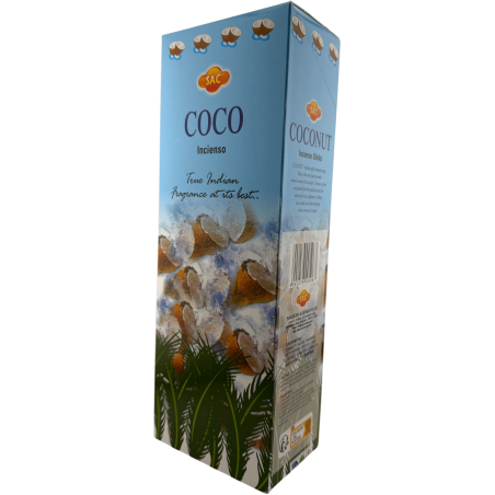 Incienso SAC Coco - Caja de 6 paquetes hexagonales de 20 barritas 120 barritas de incienso