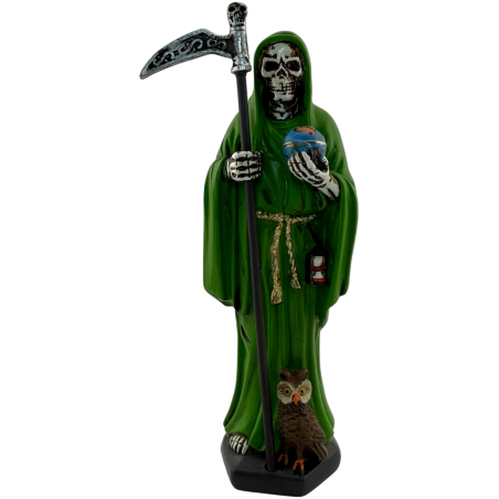 Figur Santa Muerte aus Kunstharz, 15 cm, Grün
