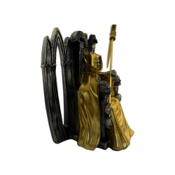 Resin Figure of Santa Muerte Sitting 15cm Golden