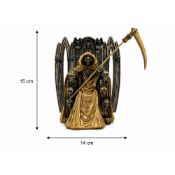 Resinfigur av Santa Muerte sittande 15 cm gyllene
