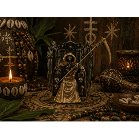 Figura Resina Santa Muerte Sentada 15cm Dorada