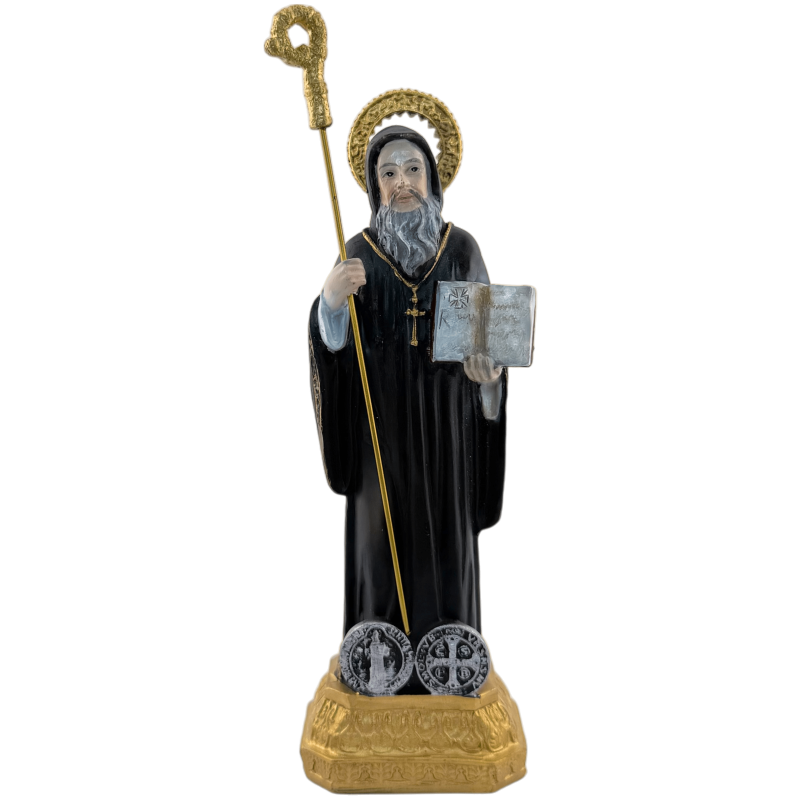 Figura żywiczna Świętego Benedykta 16cm-FIGURAS RELIGIOSAS-HOSTENATURA