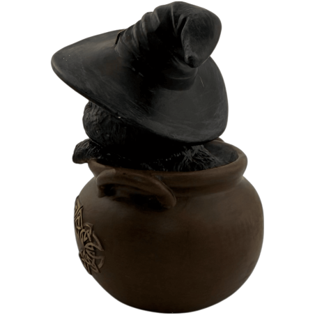 Figura Resina Gato Brujo en caldero 11cm