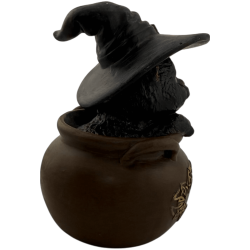 Resin figure Witch Cat in cauldron 11cm
