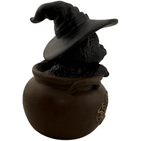 Figura Resina Gat Bruixot en caldera 11cm