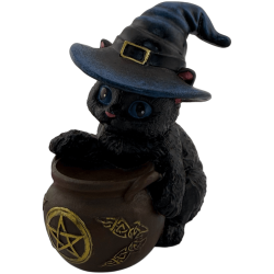 Figura Resina Gato Brujo en tinaja 11cm
