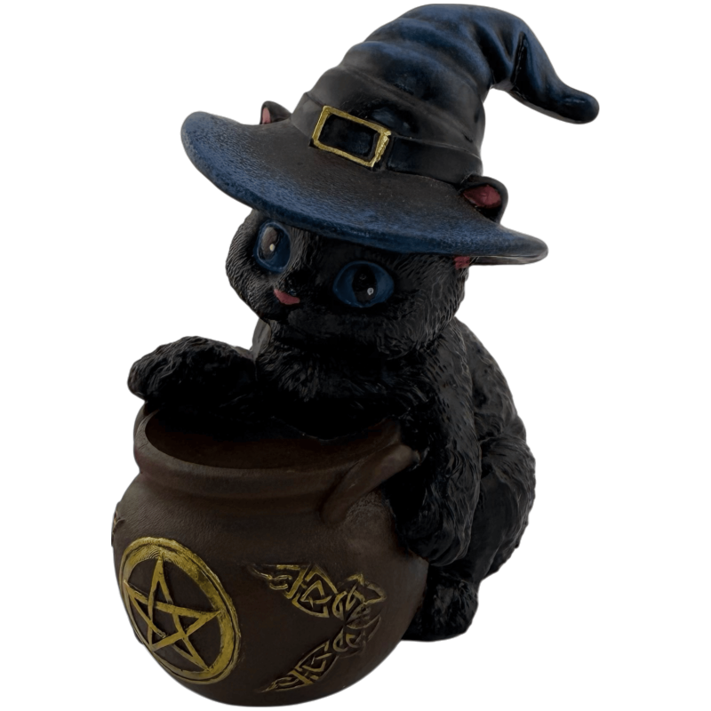 Resin figure of a Witch Cat in a jar, 11cm-ESOTERIC FIGURES-HOSTENATURA