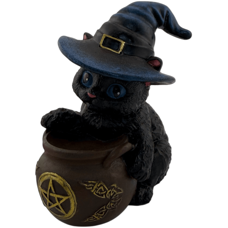 Figura Resina Gato Brujo en tinaja 11cm