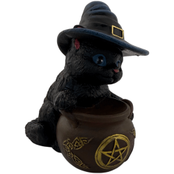 Figura Resina Gato Brujo en tinaja 11cm