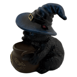 Figura Resina Gato Brujo en tinaja 11cm
