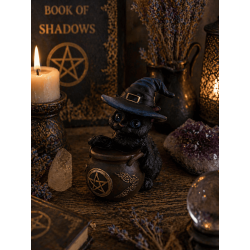 Figura Resina Gato Brujo en tinaja 11cm