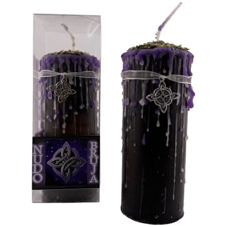 Häxknut Talismanljus - Esoteriskt ljus med speciell amulett 14x6cm - Ening, skydd och andlig styrka