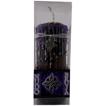 Bougie talisman Nœud de Sorcière - Bougie ésotérique avec amulette spéciale 14x6cm - Union, Protection et Force Spirituelle