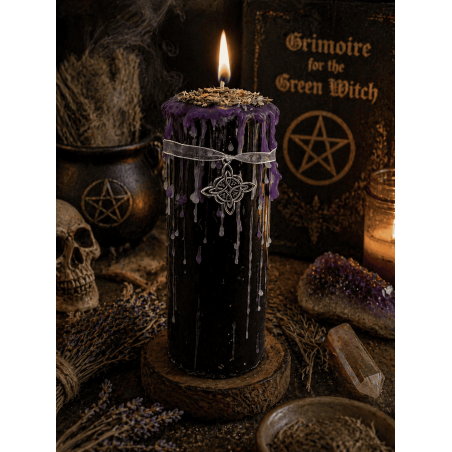 Bougie talisman Nœud de Sorcière - Bougie ésotérique avec amulette spéciale 14x6cm - Union, Protection et Force Spirituelle