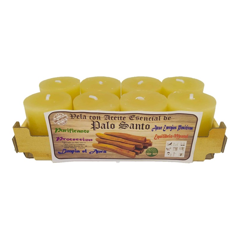 Lot de 8 bougies ésotériques Palo Santo 3,8 x 3,5 cm - Bougies et arômes-BOUGIES ET BOUGIES ÉSOTÉRIQUES-HOSTENATURA